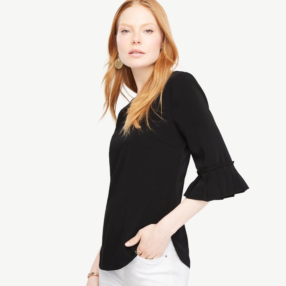 Ann Taylor Fluted Sleeve Top